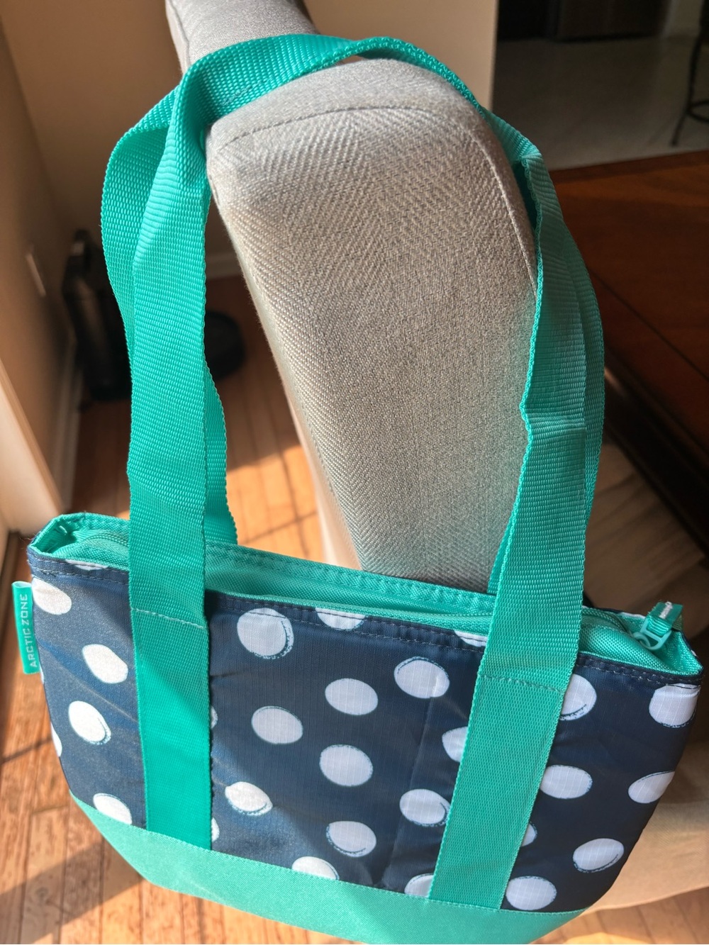 Polka Dot Navy & Teal Insulated Lunch Bag